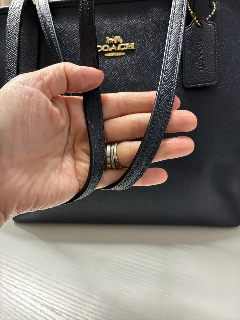 COACH Navy Leather City Tote Bag
